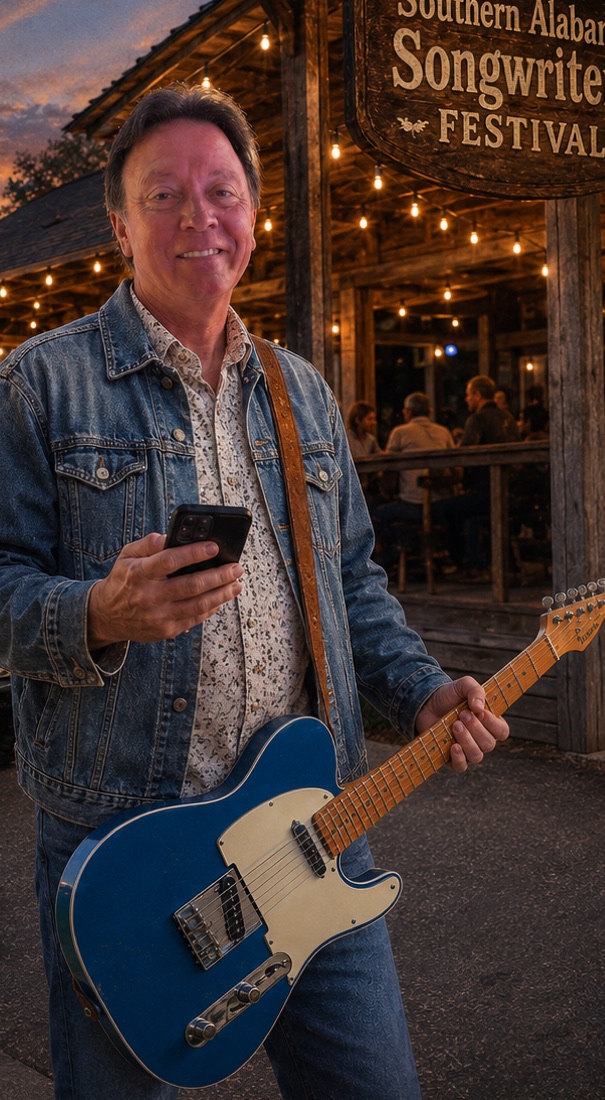 Steve Greene with his Telecaster at the Southern Alabama Songwriters Festival