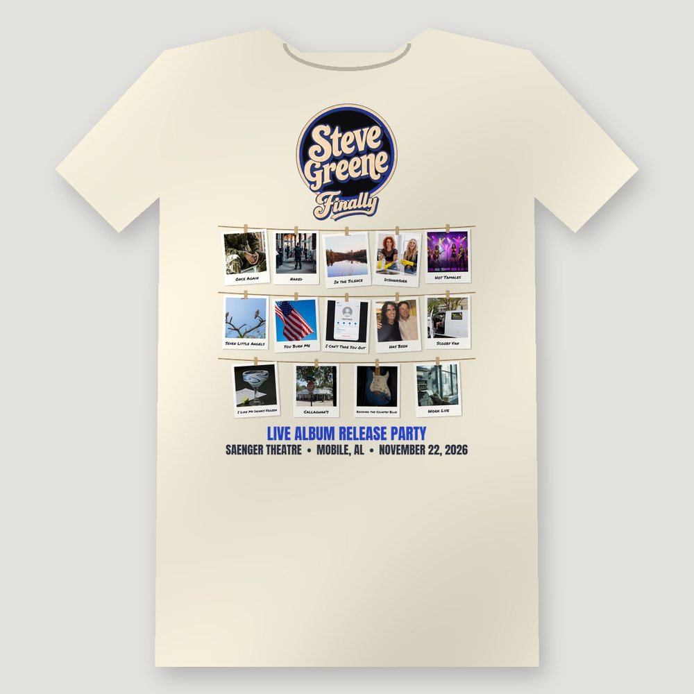 Polaroid Wall Tee, back: a Polaroid for every song on clotheslines